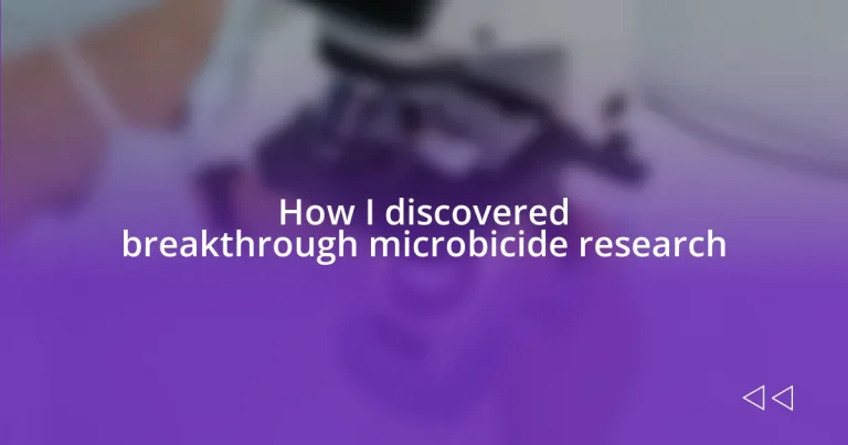 How I discovered breakthrough microbicide research