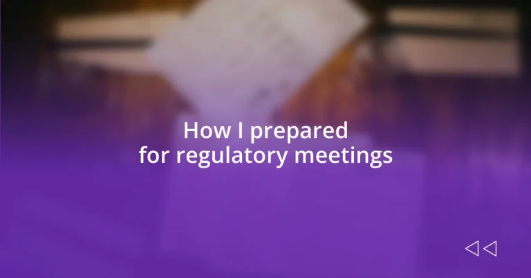 How I prepared for regulatory meetings