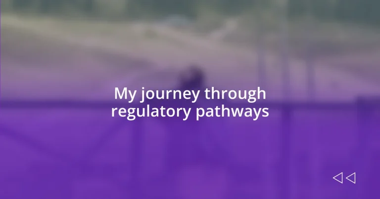 My journey through regulatory pathways