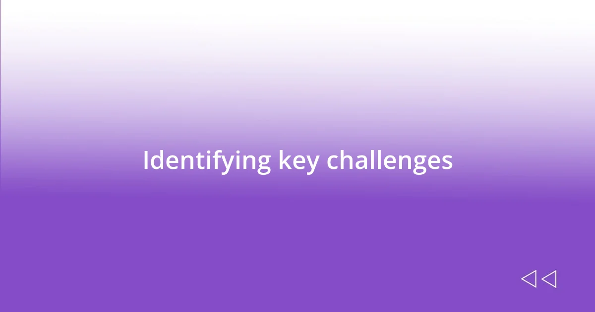 Identifying key challenges