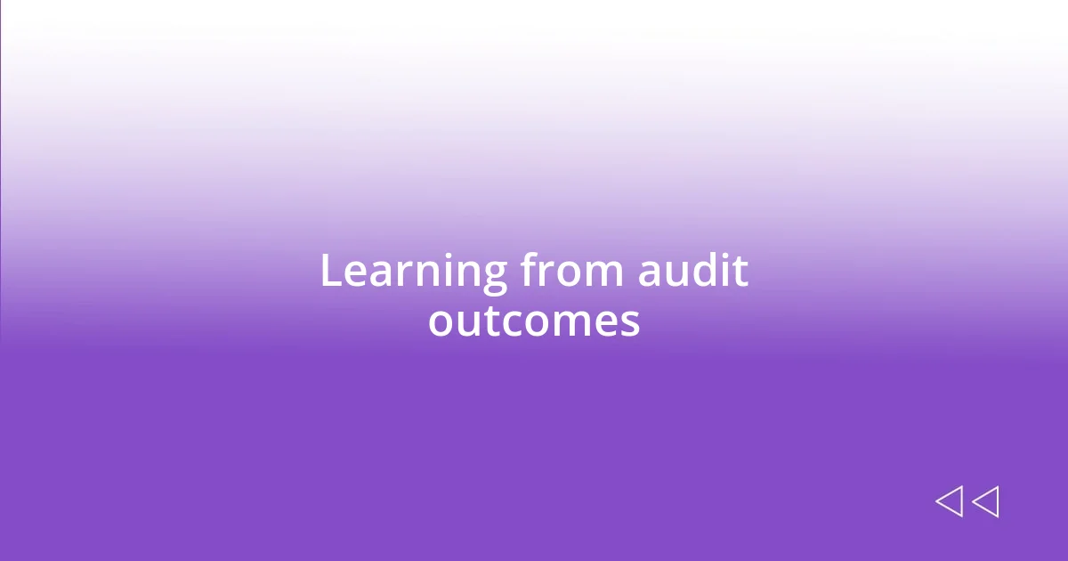 Learning from audit outcomes