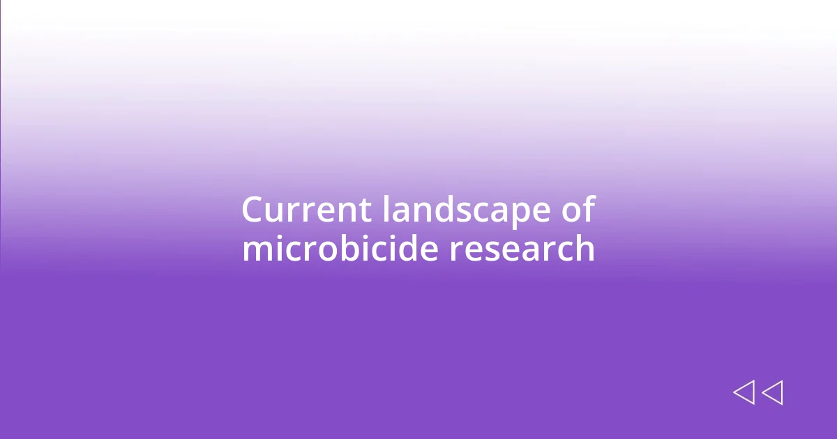 Current landscape of microbicide research